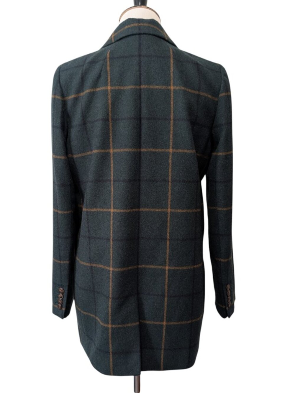 Madewell Womens Size S Green Larsen Windowpane Oversized Wool Blend Blazer Top - Picture 3 of 11